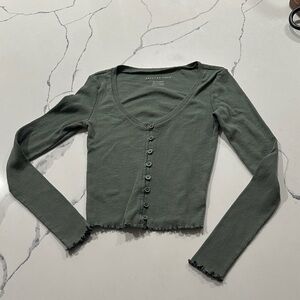 American Eagle Outfitters Olive Button-Down Shirt